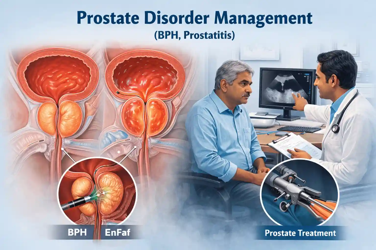 Prostate disorder management (BPH, prostatitis)
